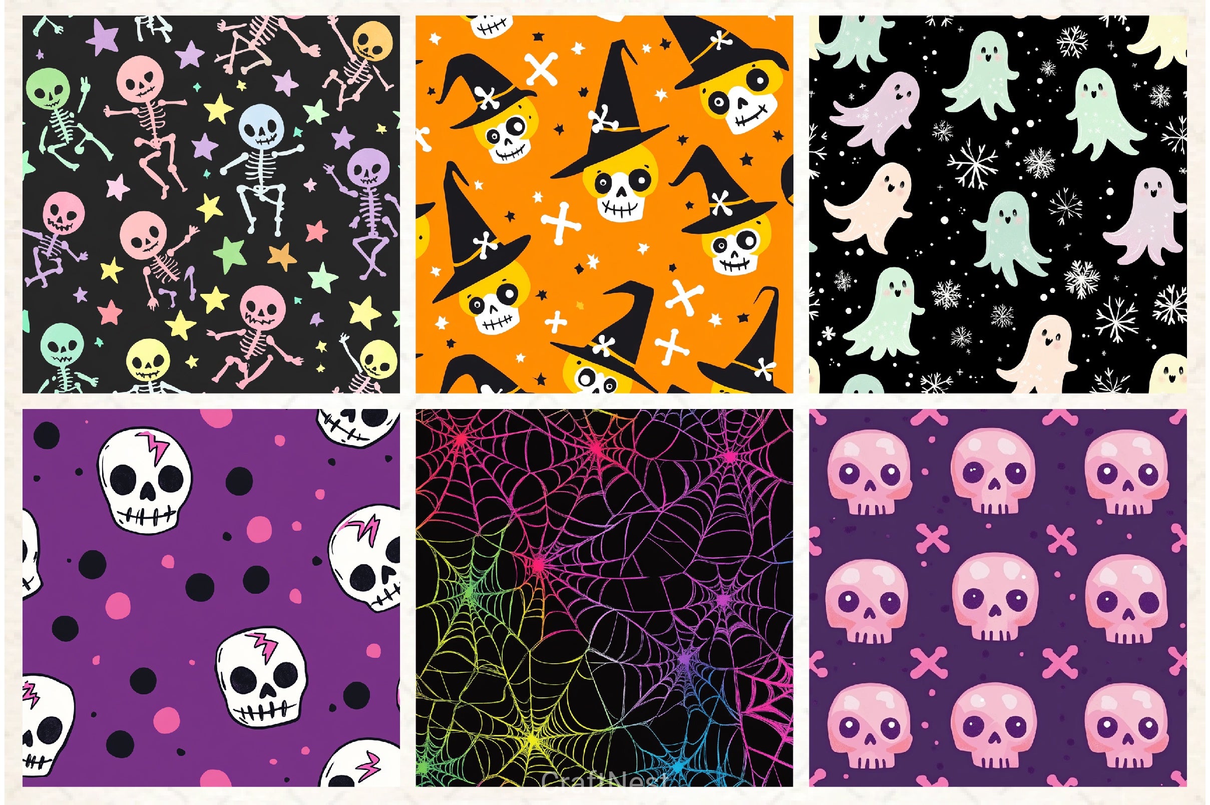 Happy Cute Halloween Seamless Pattern - CraftNest - Digital Crafting and Art
