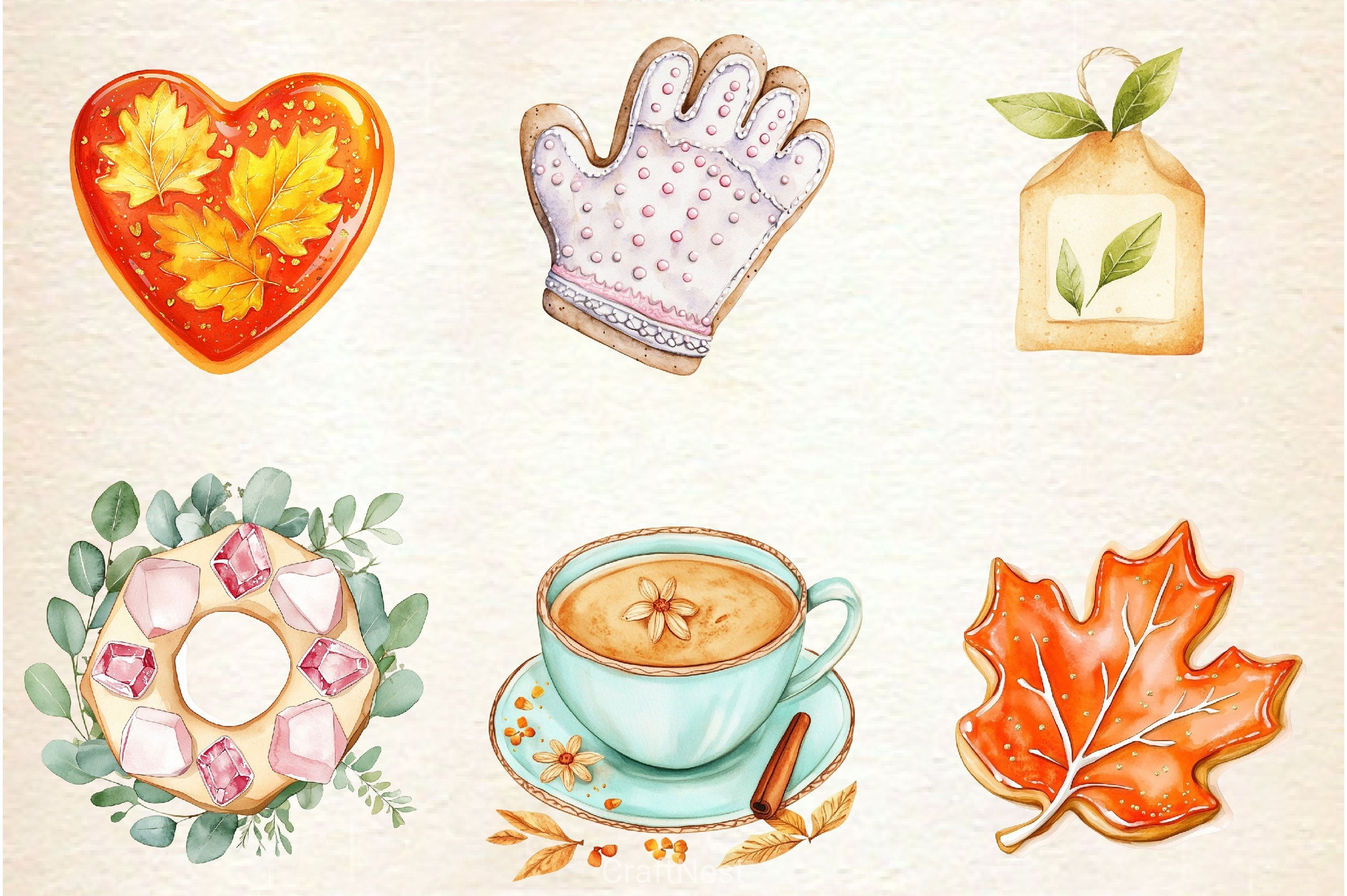 Autumn Bridal Tea Party Clipart Bundle - CraftNest - Digital Crafting and Art