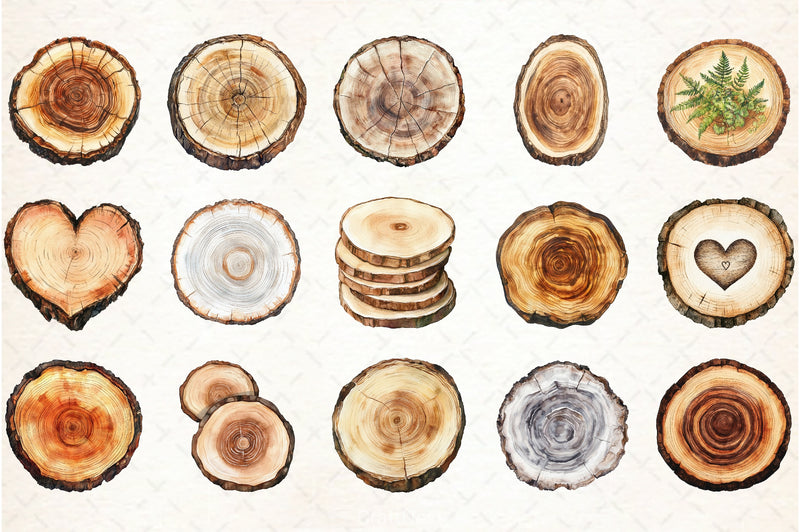 Wood Slice Clipart Bundle - CraftNest - Digital Crafting and Art