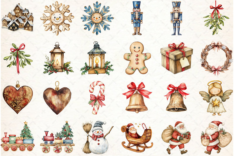 Rustic Wooden Christmas Clipart Bundle - CraftNest - Digital Crafting and Art