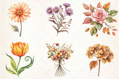 Fall Flower Clipart Bundle 2 - CraftNest - Digital Crafting and Art
