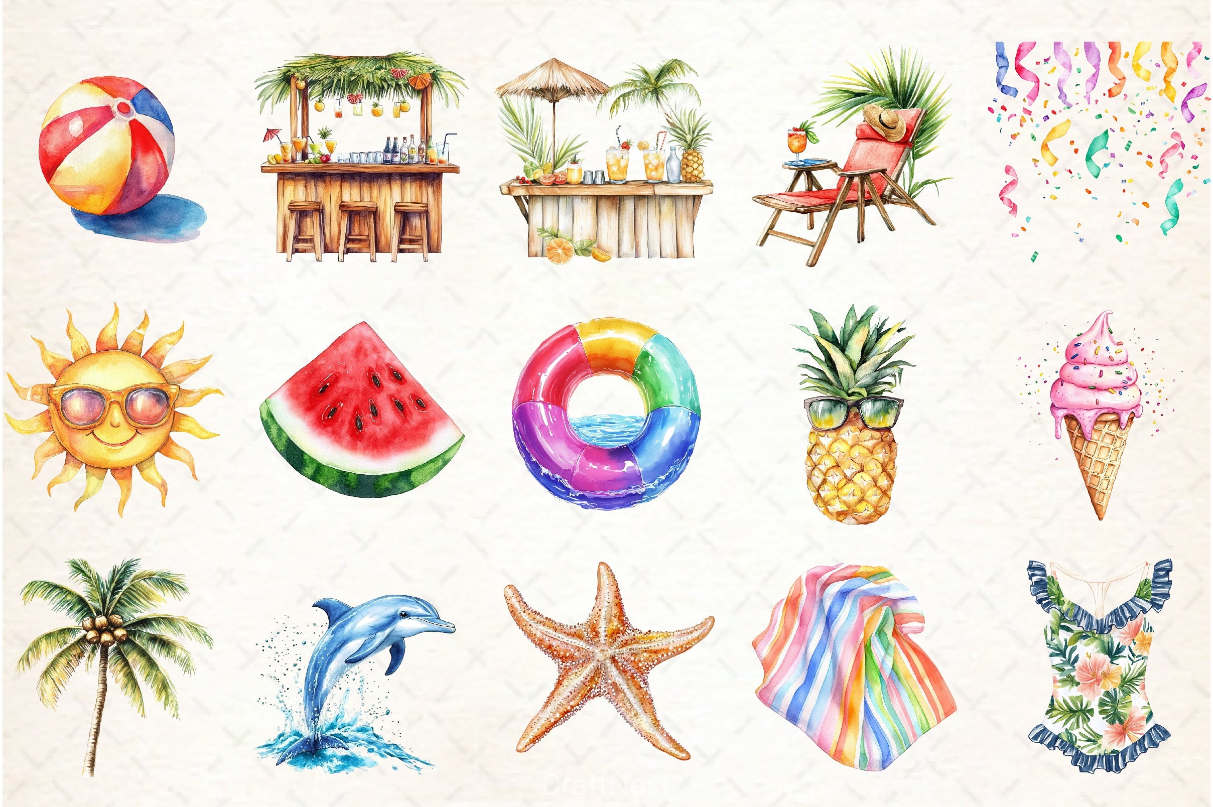 Summer Pool Party Clipart Bundle - CraftNest - Digital Crafting and Art