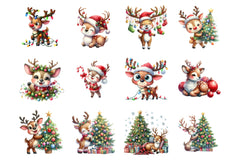 Funny Reindeer Christmas Clipart Bundle 8 - CraftNest - Digital Crafting and Art