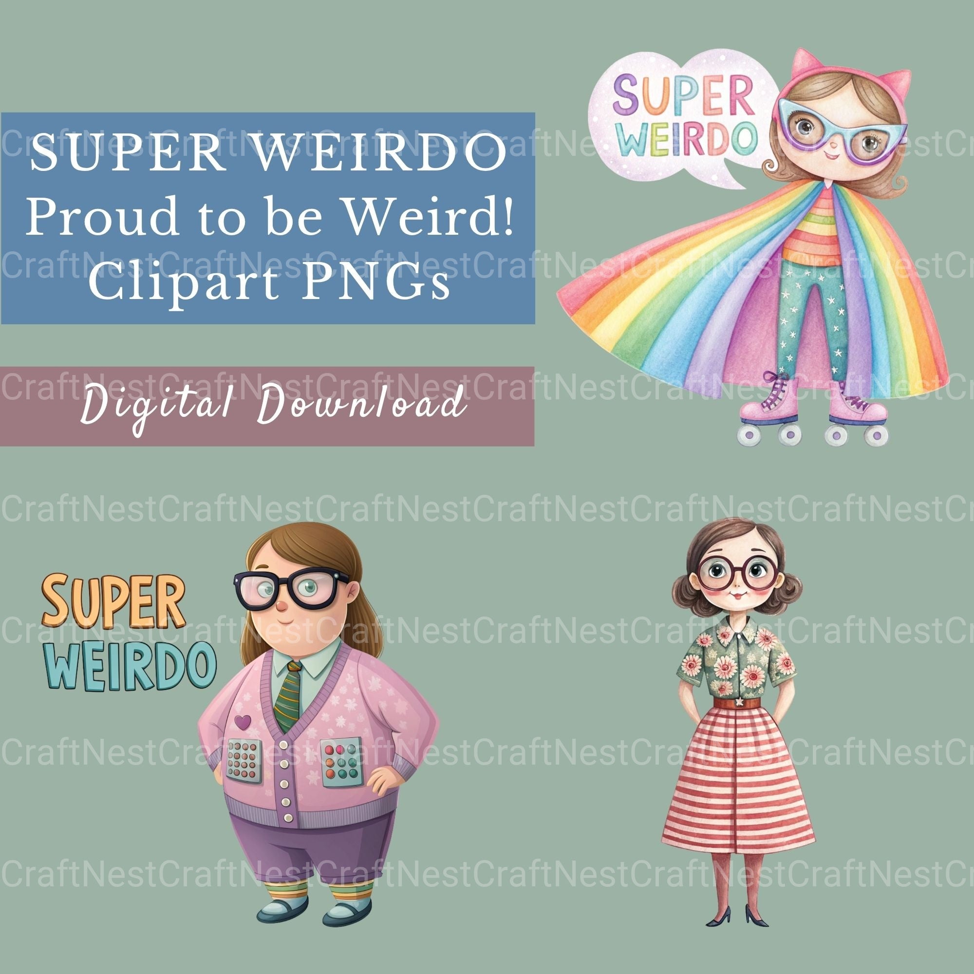 Super Weirdo Clipart Bundle - CraftNest - Digital Crafting and Art