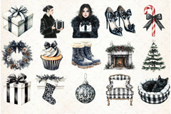 Black & White Christmas Clipart Bundle 2 - CraftNest - Digital Crafting and Art