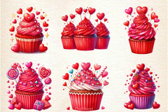 Valentine Red Cupcake Clipart Bundle - CraftNest - Digital Crafting and Art