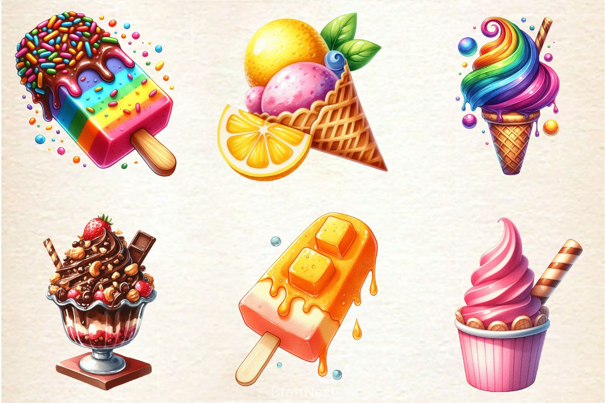 Summer Ice Cream Clipart Bundle 8 - CraftNest - Digital Crafting and Art