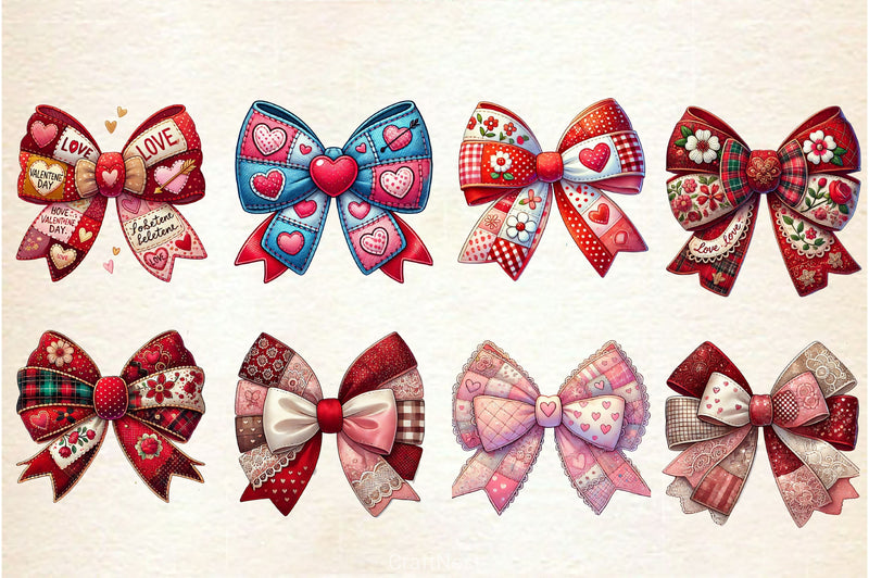 Patchwork Valentine's Day Bow Clipart Bundle 2 - CraftNest - Digital Crafting and Art
