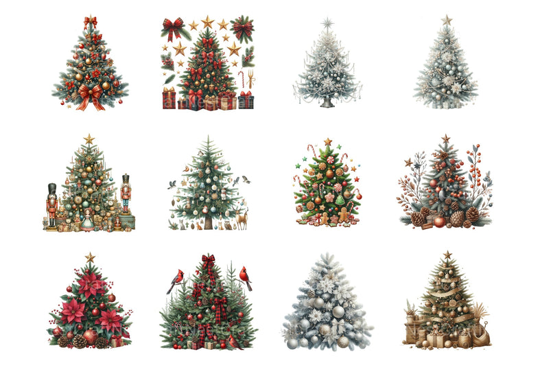 Festive Christmas Tree Clipart Bundle 2 - CraftNest - Digital Crafting and Art