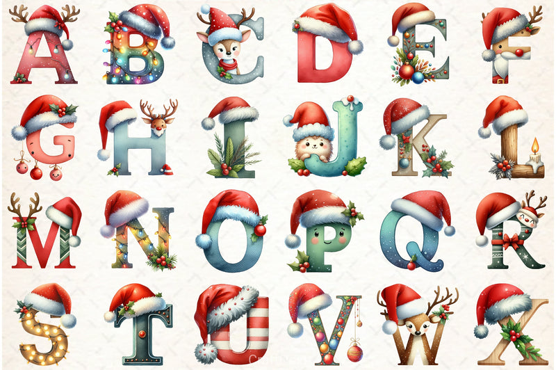 Christmas Alphabet Clipart Bundle 2 - CraftNest - Digital Crafting and Art