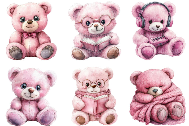 Pink Cute Blush Teddy Bear Clipart - CraftNest - Digital Crafting and Art
