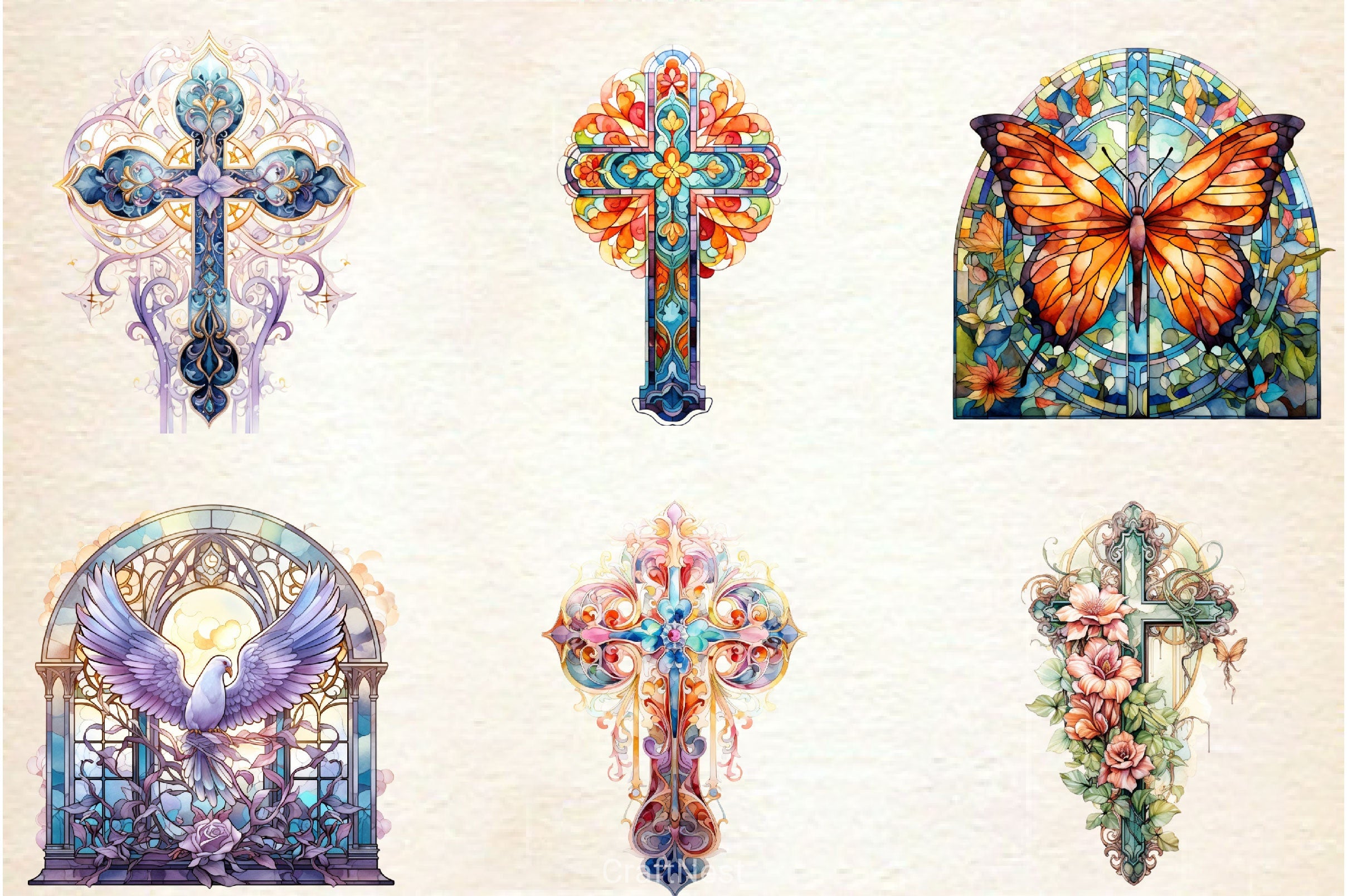 Stained Glass Easter Crosses Clipart Bundle 2 - CraftNest - Digital Crafting and Art