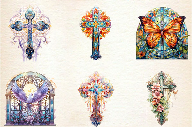 Stained Glass Easter Crosses Clipart Bundle 2 - CraftNest - Digital Crafting and Art
