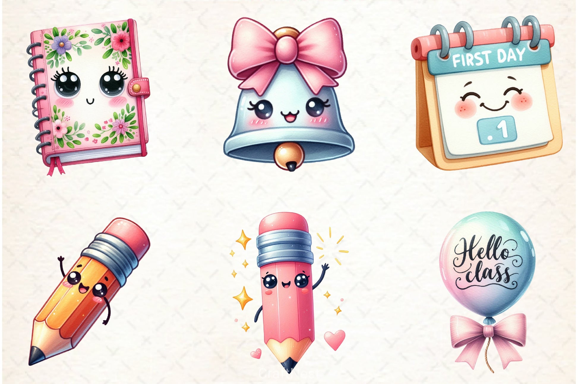 Kawaii School Clipart Bundle 5 - CraftNest - Digital Crafting and Art