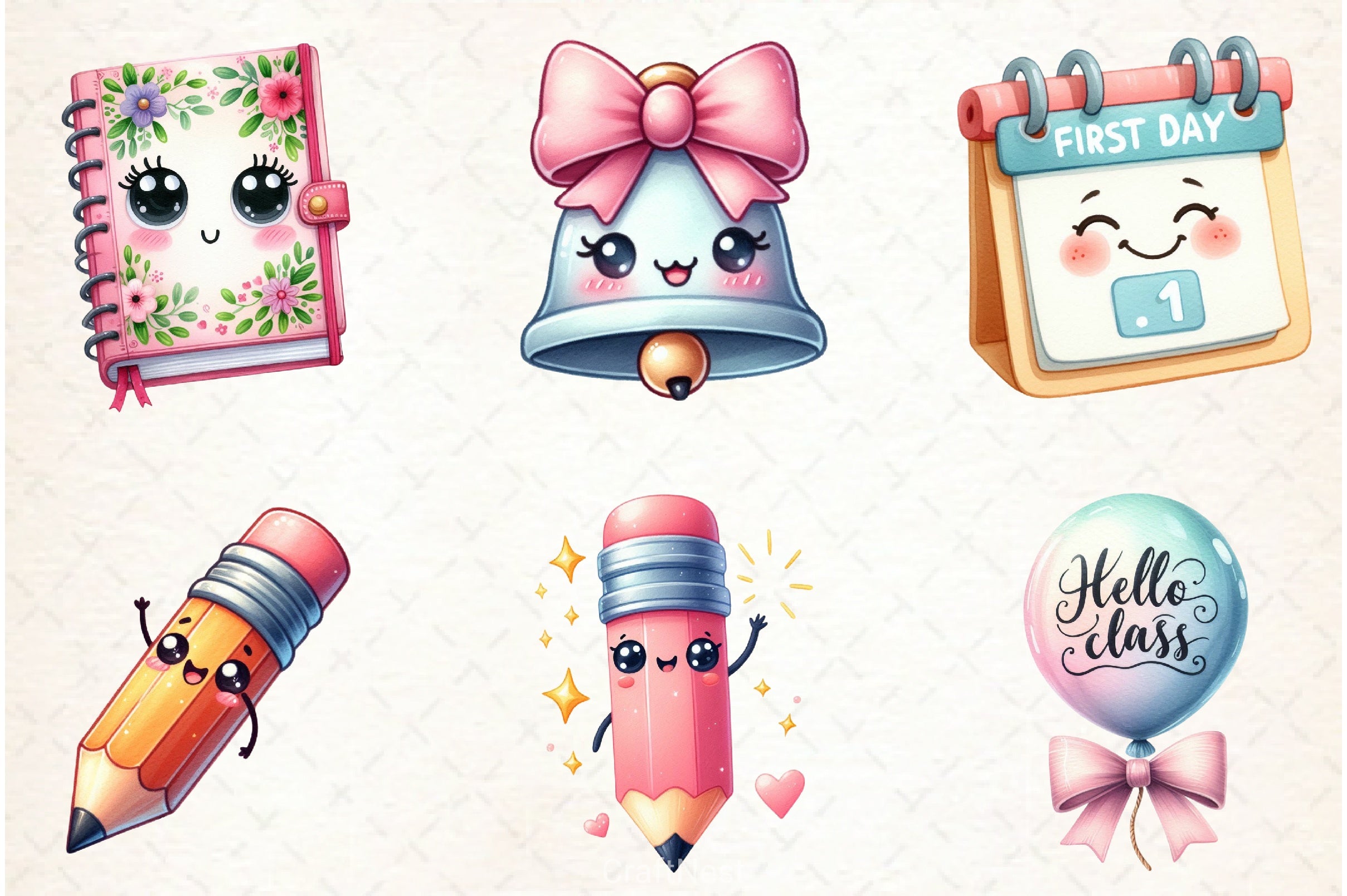 Kawaii School Clipart Bundle 5 - CraftNest - Digital Crafting and Art