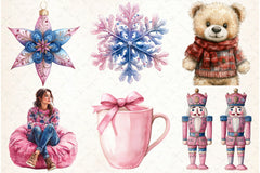 Pink Chinoiserie Christmas Clipart Bundle - CraftNest - Digital Crafting and Art