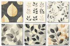 Gray Beige Artistic Leaves Digital Background Clipart Bundle - CraftNest - Digital Crafting and Art