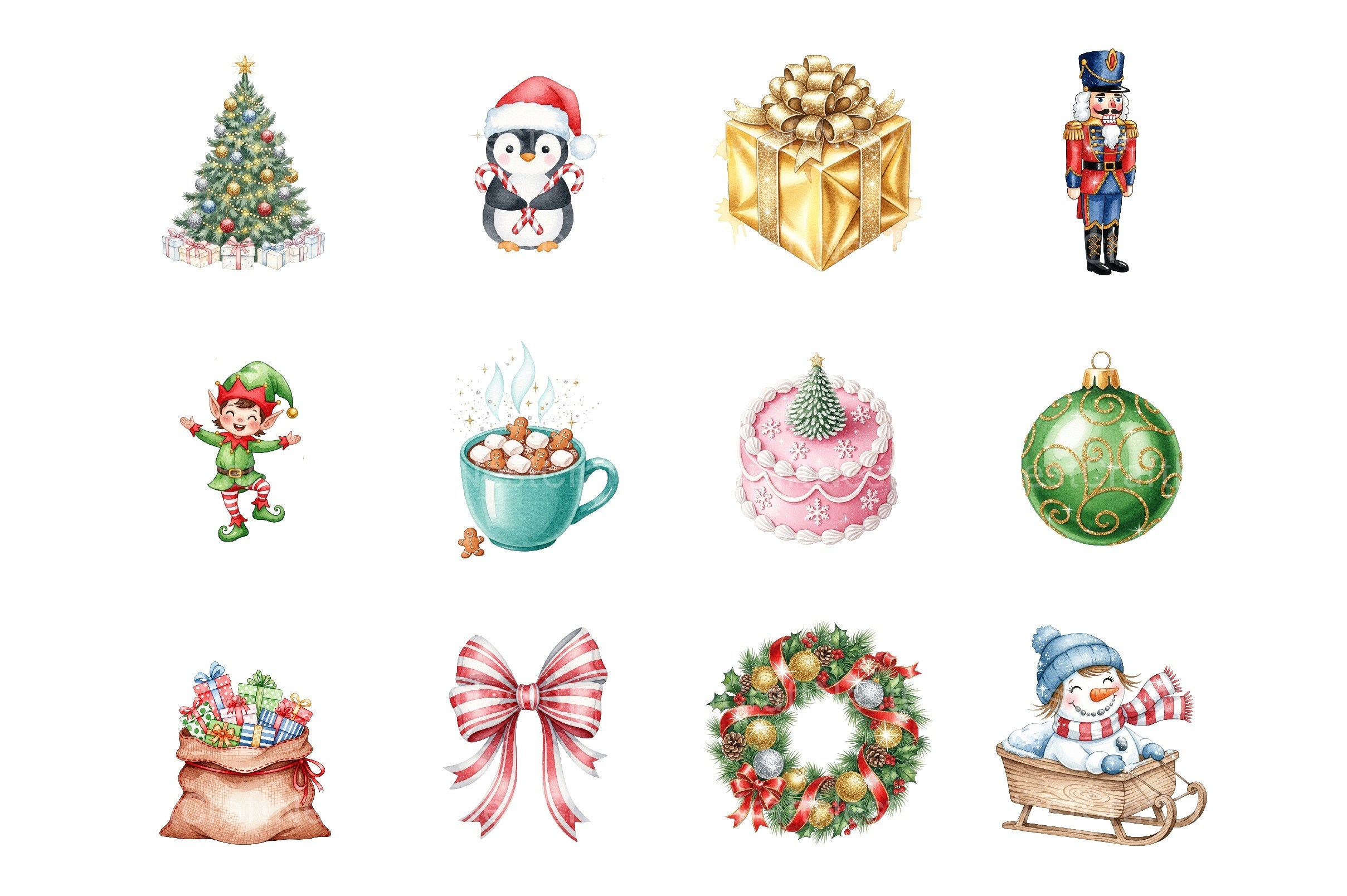 Glitter Cute Christmas Sublimation Clipart Bundle 3 - CraftNest - Digital Crafting and Art