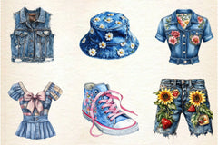 1990 Denim Summer Clipart Bundle 2 - CraftNest - Digital Crafting and Art