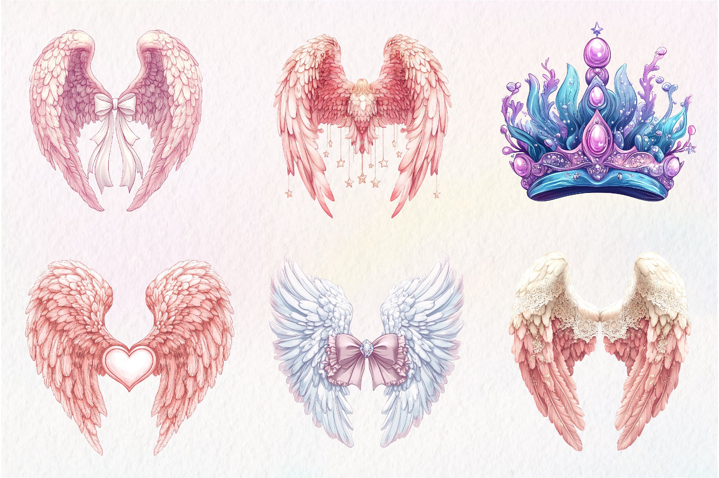 Coquette Angel Wings Clipart Bundle - CraftNest - Digital Crafting and Art