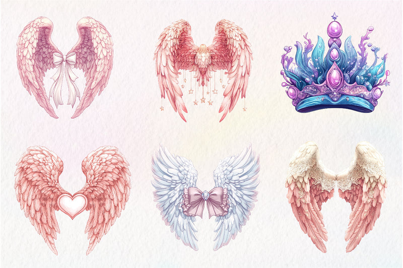 Coquette Angel Wings Clipart Bundle - CraftNest - Digital Crafting and Art
