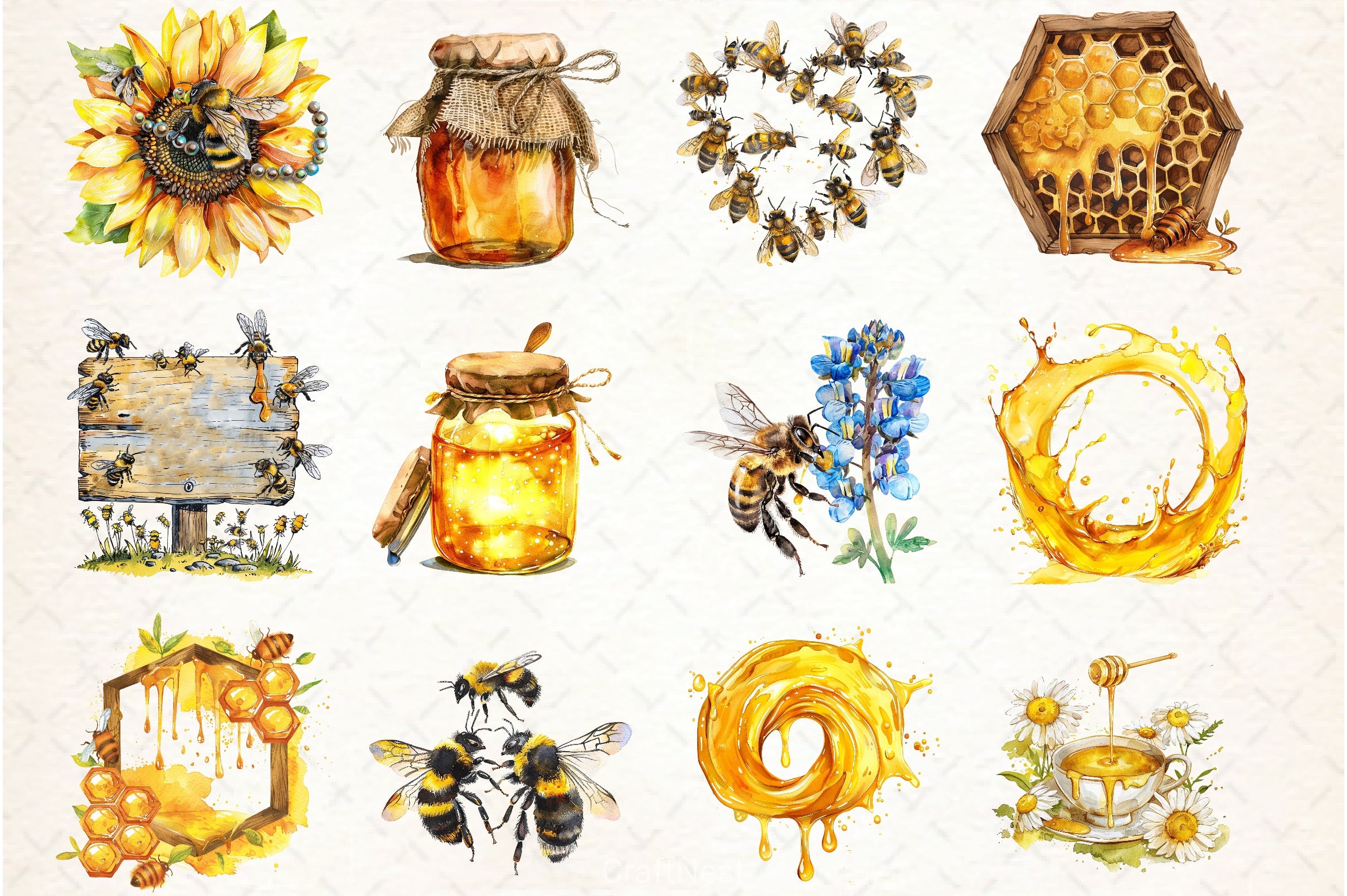 Honey Bee Clipart Bundle 21 - CraftNest - Digital Crafting and Art