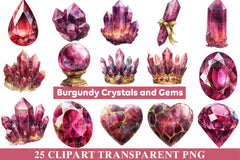 Burgundy Crystals and Gems Clipart - CraftNest - Digital Crafting and Art