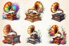 Retro Gramophone Clipart Bundle 2 - CraftNest - Digital Crafting and Art