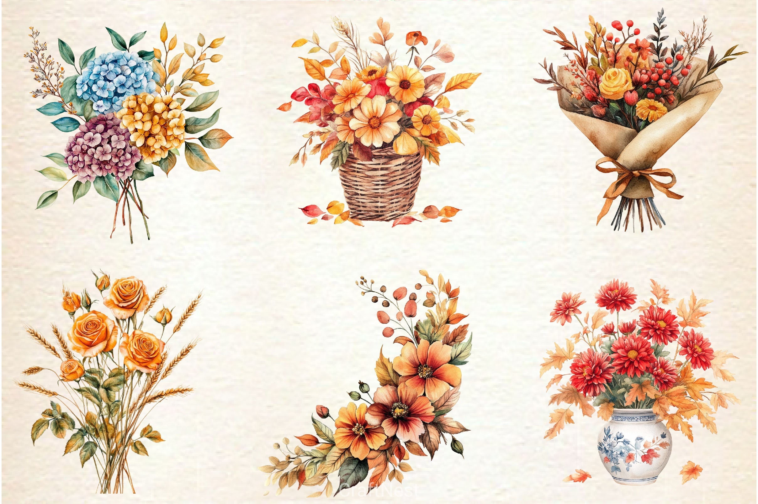 Fall Flowers Clipart Bundle 2 - CraftNest - Digital Crafting and Art