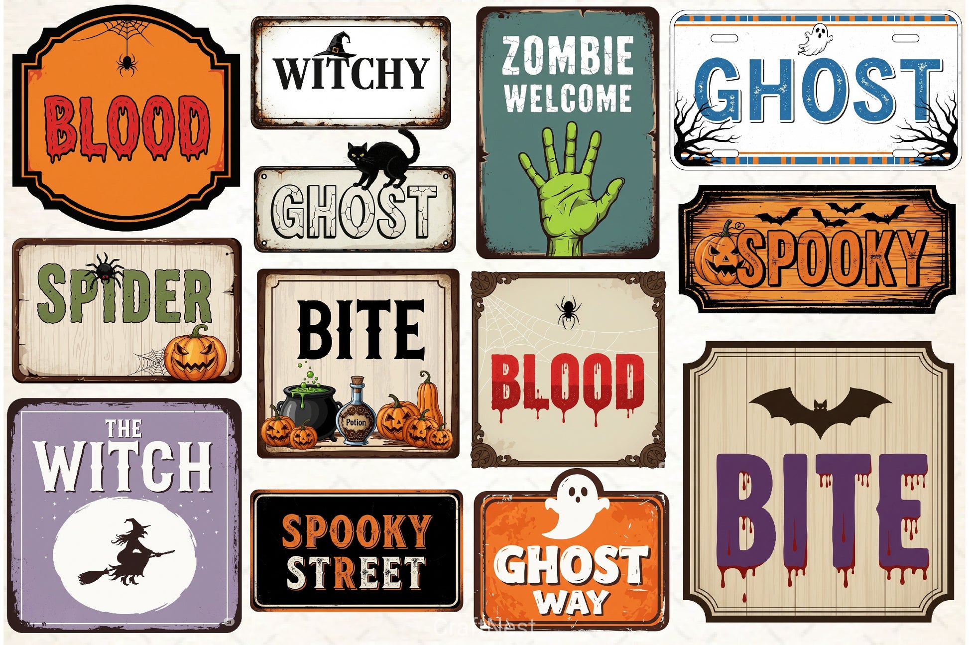 Vintage Rustic Halloween Clipart Bundle - CraftNest - Digital Crafting and Art