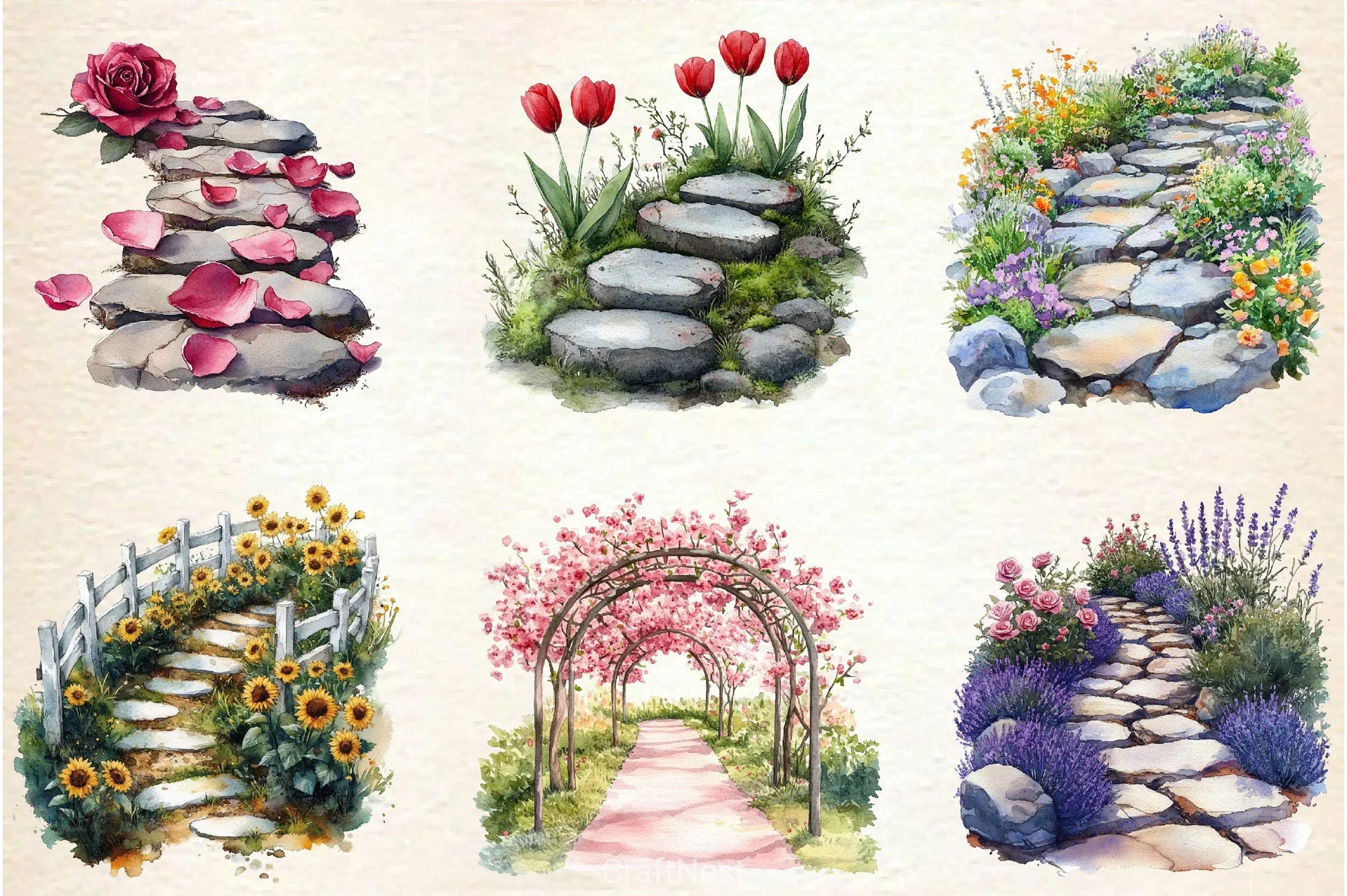Flower Garden Pathway Clipart Bundle - CraftNest - Digital Crafting and Art