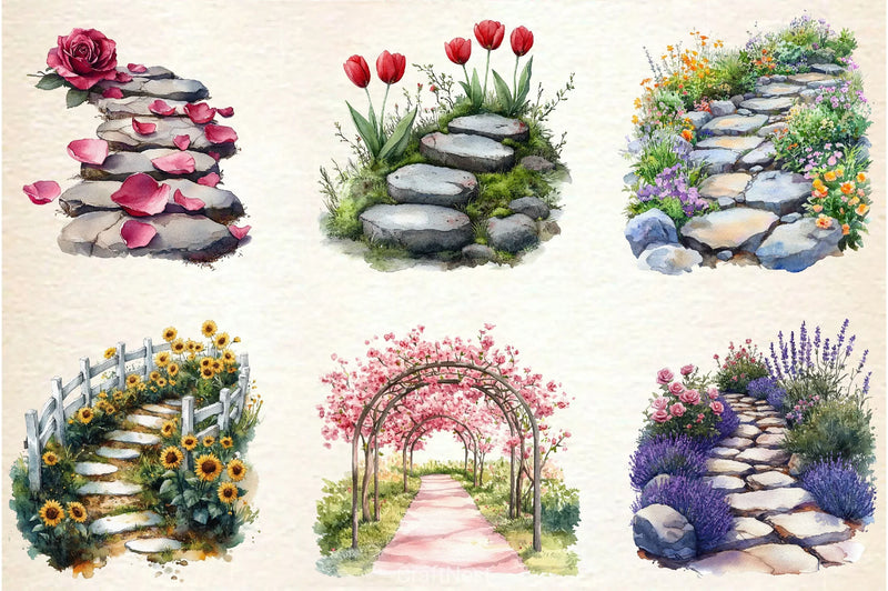 Flower Garden Pathway Clipart Bundle - CraftNest - Digital Crafting and Art