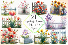 Spring Flower Fence Clipart Bundle 3 - CraftNest - Digital Crafting and Art