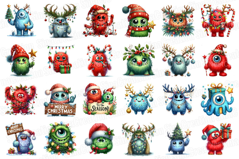 Christmas Monster Clipart Bundle: Transparent Graphics - CraftNest - Digital Crafting and Art