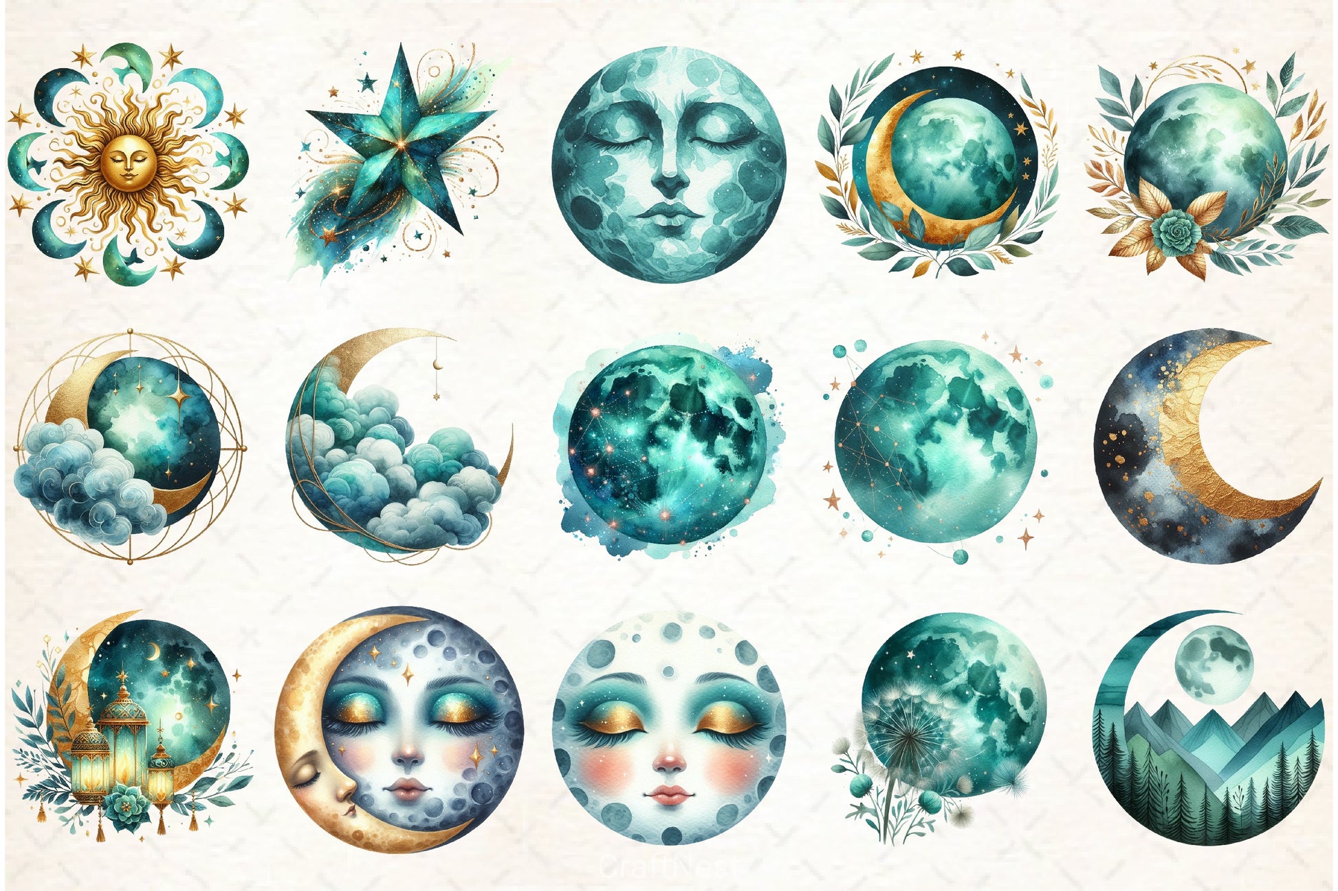 Mystical Moon Clipart Bundle - CraftNest - Digital Crafting and Art
