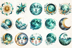 Mystical Moon Clipart Bundle - CraftNest - Digital Crafting and Art