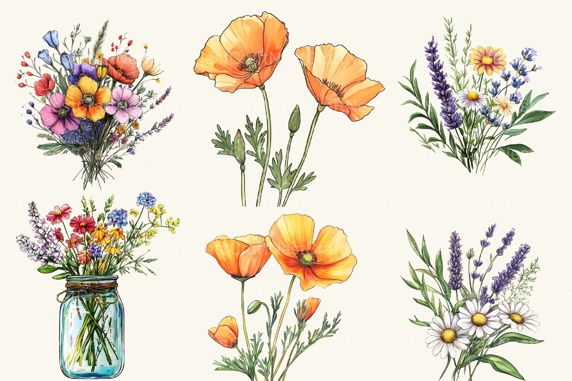 Wild Floral Clipart Bundle - CraftNest - Digital Crafting and Art