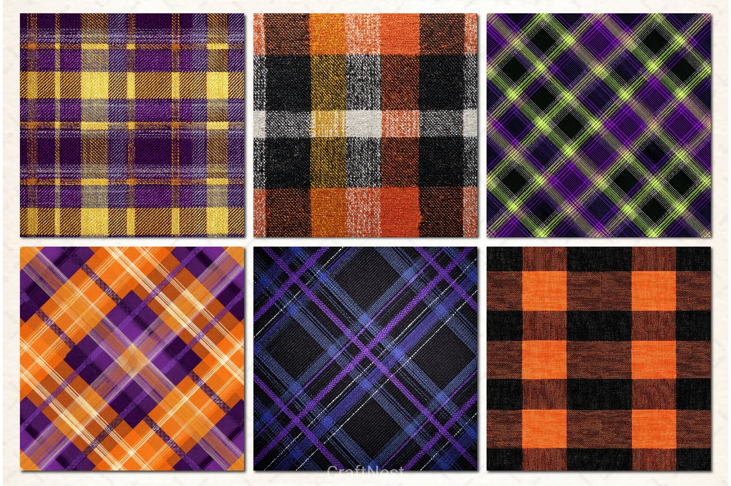 Plaid Halloween Digital Papers - CraftNest - Digital Crafting and Art