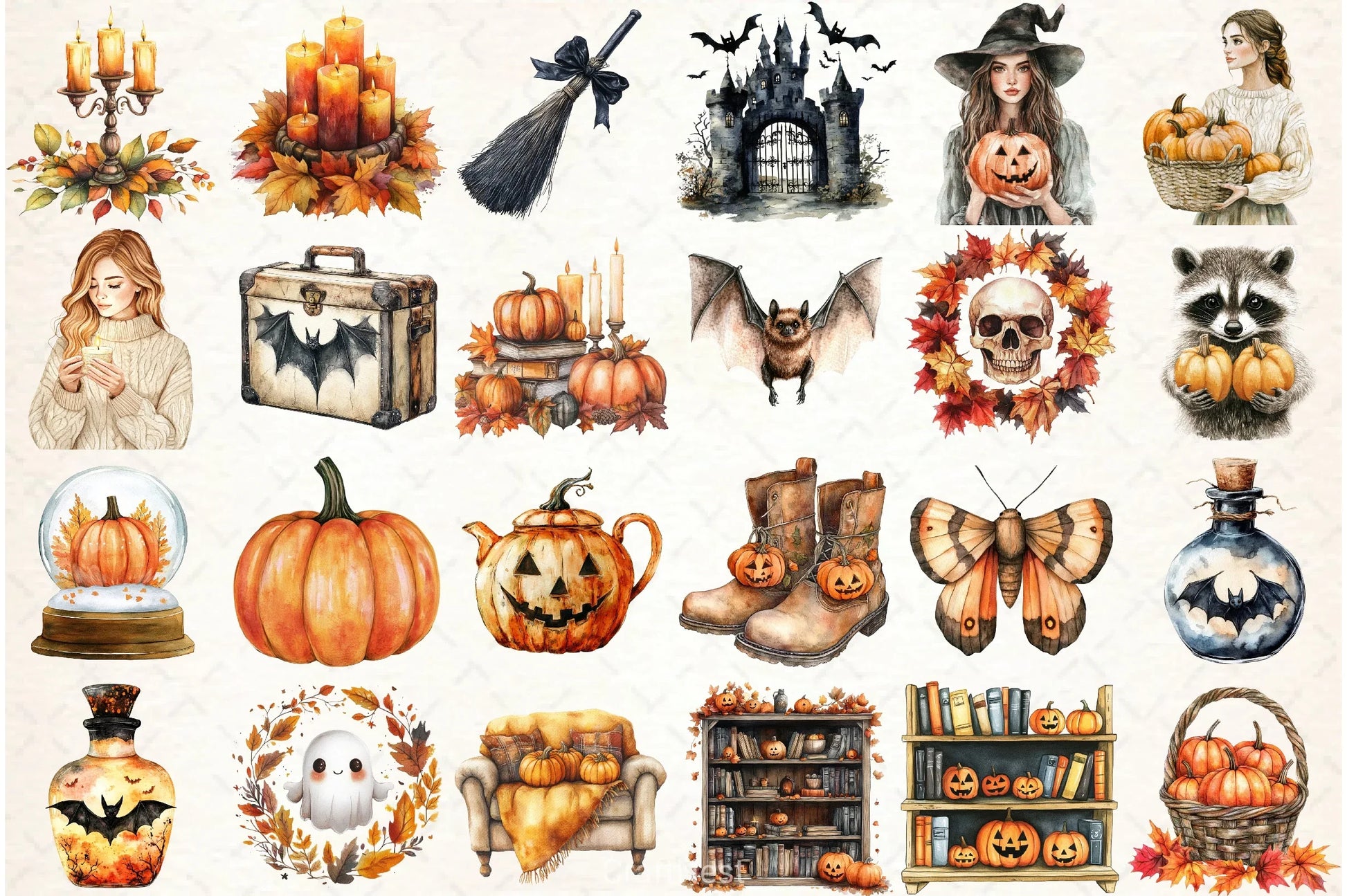 Cozy Halloween Clipart Bundle 3 - CraftNest - Digital Crafting and Art