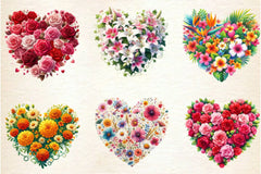 Flower Hearts Valentine Day Clipart Bundle - CraftNest - Digital Crafting and Art