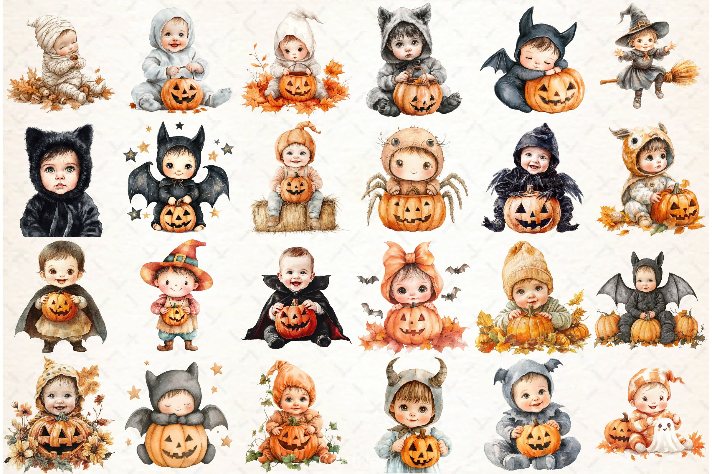 Autumn Spooky Baby Clipart Bundle - CraftNest - Digital Crafting and Art