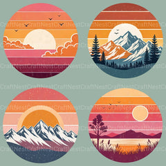 Retro Sunsets Clipart Bundle - CraftNest - Digital Crafting and Art