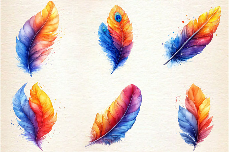 Rainbow Feathers Clipart Bundle - CraftNest - Digital Crafting and Art