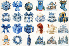Blue Royalty Christmas Clipart Bundle - CraftNest - Digital Crafting and Art