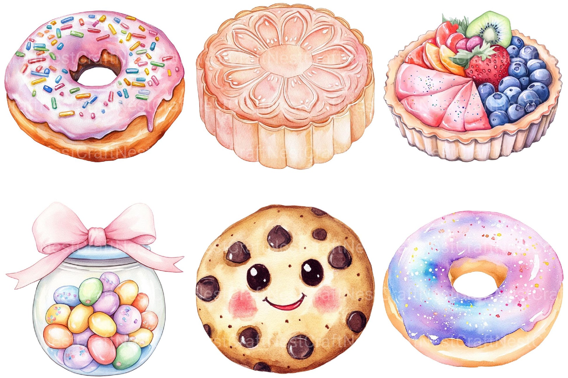 Kawaii Pastel Desserts Clipart - CraftNest - Digital Crafting and Art