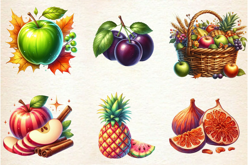 Autumn Fruits Clipart Bundle 4 - CraftNest - Digital Crafting and Art