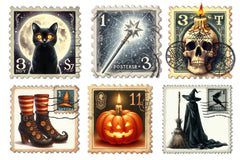 Halloween Postage Stamps Clipart Bundle - CraftNest - Digital Crafting and Art