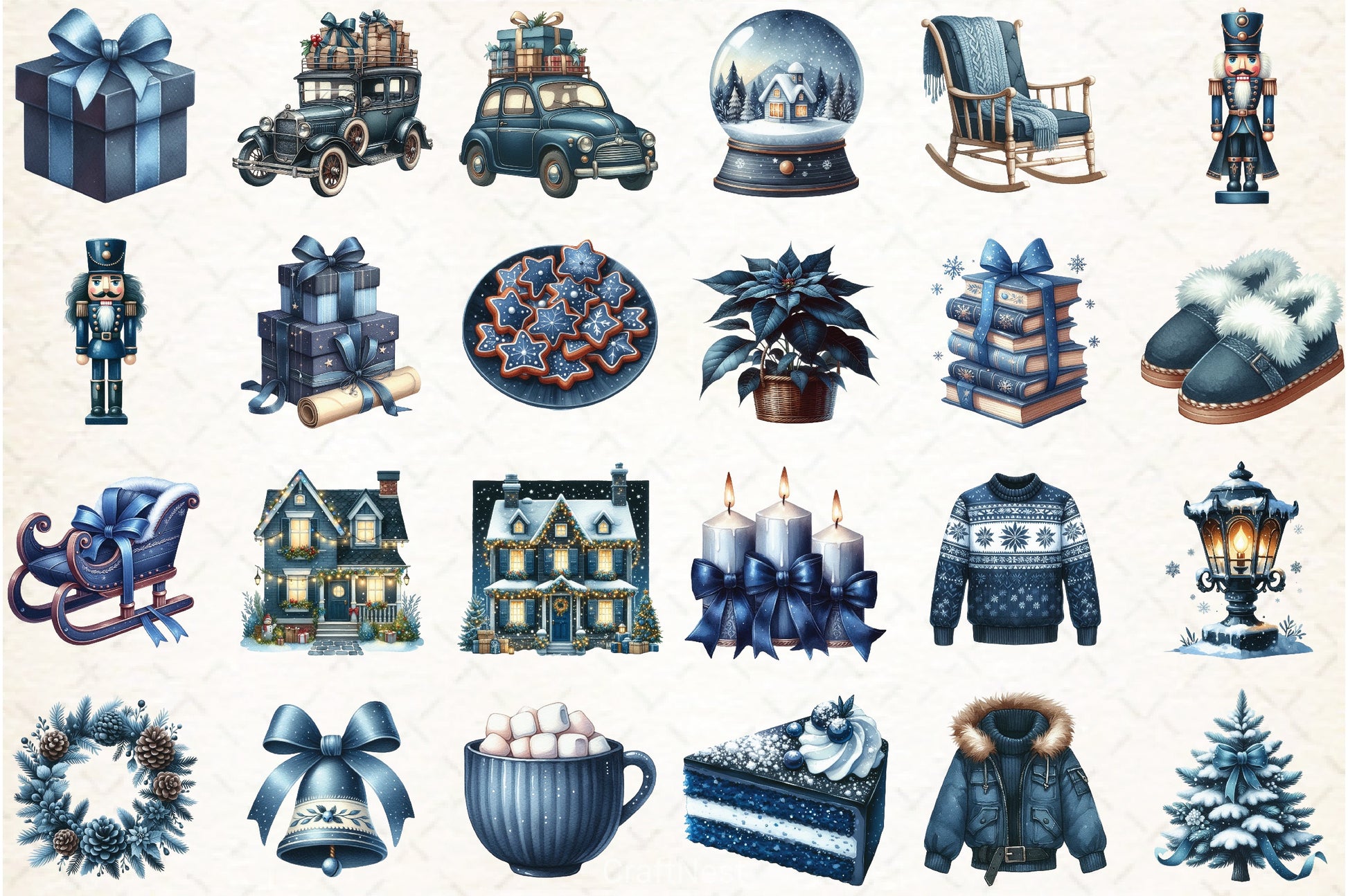 Navy Blue Winter Clipart Bundle - CraftNest - Digital Crafting and Art