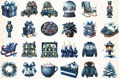 Navy Blue Winter Clipart Bundle - CraftNest - Digital Crafting and Art