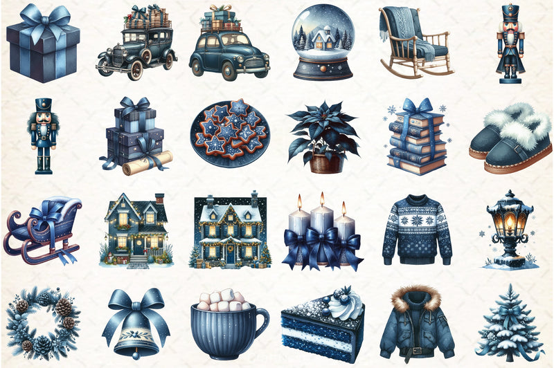 Navy Blue Winter Clipart Bundle - CraftNest - Digital Crafting and Art